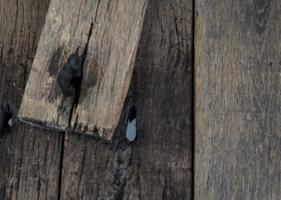 Eiken wagonplanken geborsteld